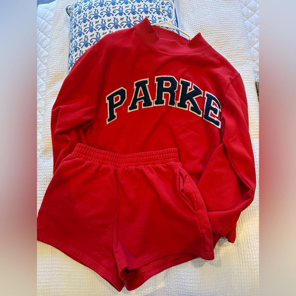Parke Red Mockneck Sweatshirt & Shorts Set
